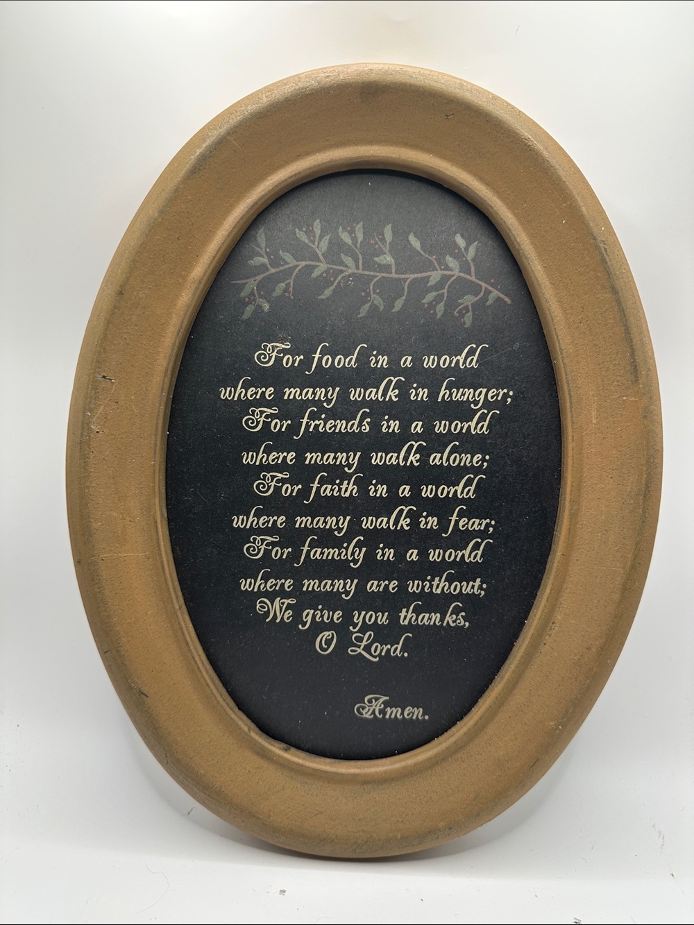 Rustic Brown Oval Prayer Wall Plaque - Home Accents